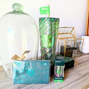 Special Edition Starbucks Green and Pink Swirl Wicked Set Of 3